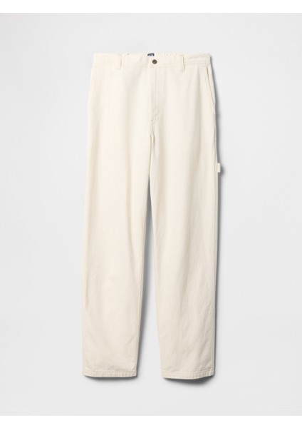 Erkek Kırık Beyaz Baggy Carpenter Jean Pantolon