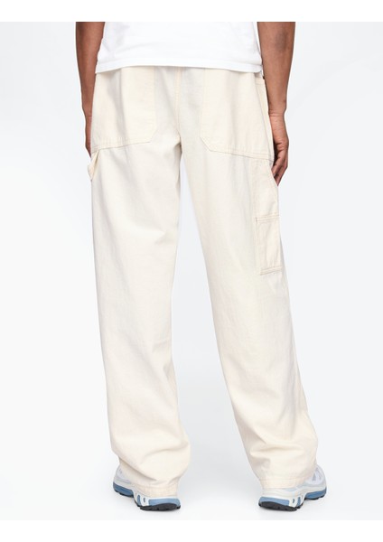 Erkek Kırık Beyaz Baggy Carpenter Jean Pantolon