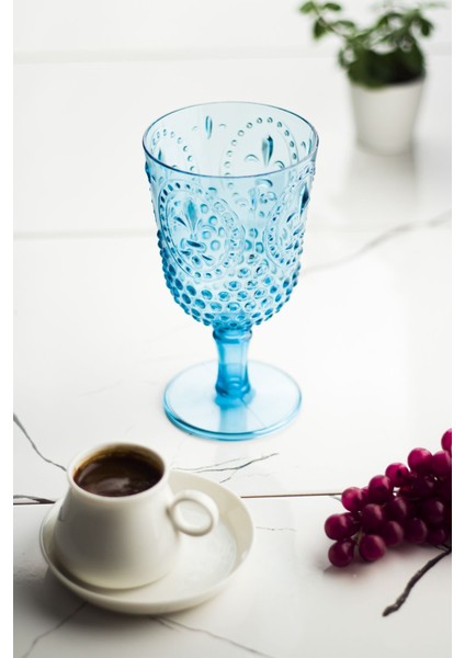 Akrilik Aquamarin Tekli Kadeh & Su Meşrubat Kahve Yanı Bardağı 450 ml Cam Değildir