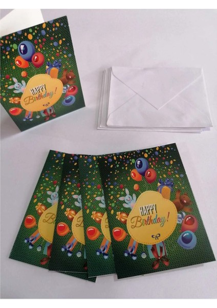 Doğum Günü Tebrik ve Davetiye Kartı 6 cm x 9 cm ( 5 Zarf + 5 Kart ) modelleri