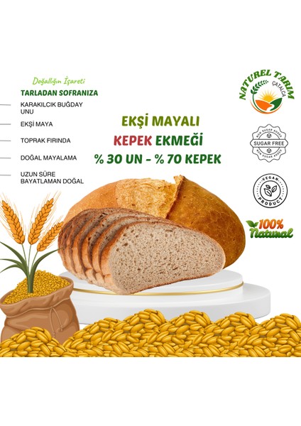 EKŞİ MAYALI KÖY Kepek Ekmeği ( Tuzsuz )