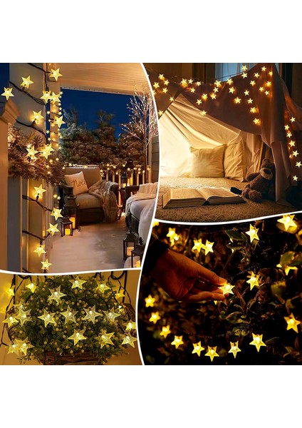 Güneş Enerjili Solar Yıldızlı 8 Fonksiyonlu 7 Metre 30 Yıldız Günışığı LED Su Geçirmez indirimleri