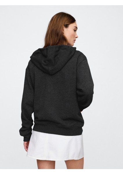 Kadın Koyu Gri Gap Logo Relaxed Fleece Fermuarlı Sweatshirt fırsatları