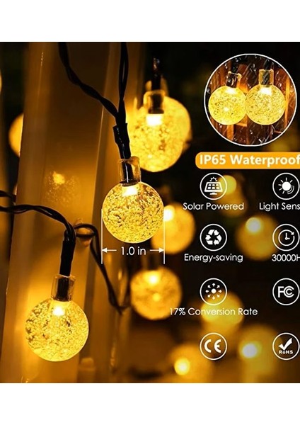 7 Metre Güneş Enerjili 8 Modlu Gün Işığı Solar LED Işık 50 Top Dekoratif Yılbaşı Bahçe Balkon ve Teras fırsatları