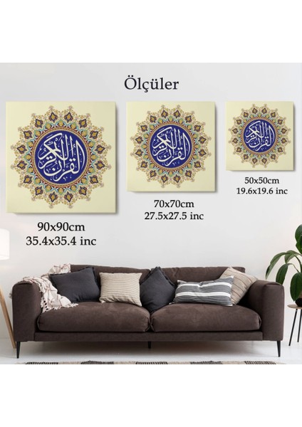 - Hat Sanatı Ile Kuranı Kerim Yazılı Dekoratif Kanvas TABLO-3317