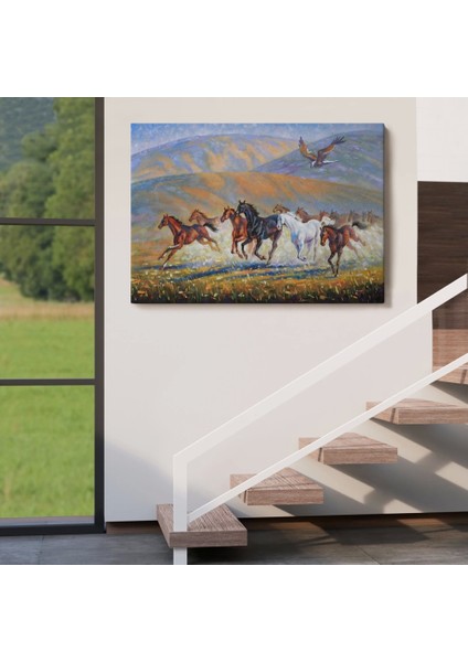 - At Sürüsü ve Kartal Yağlıboya Görünüm Dekoratif Kanvas Duvar TABLOSU-3600 indirimleri