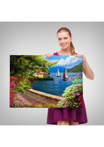 - Denize Açılan Çiçekli Yol Duvar TABLOSU-3606 fırsatları