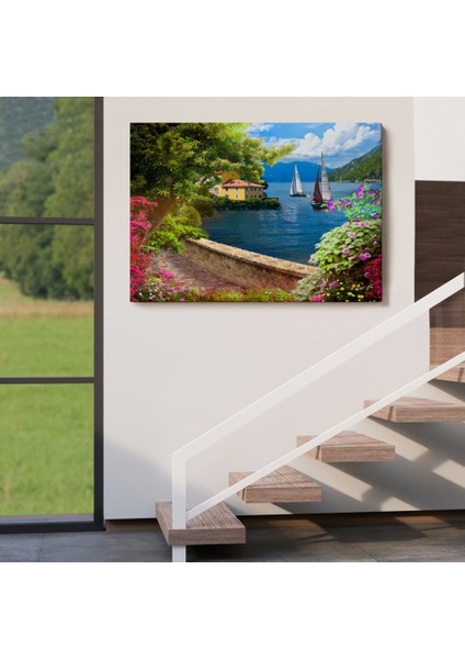 - Denize Açılan Çiçekli Yol Duvar TABLOSU-3606 indirimleri