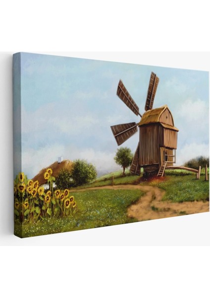 - Eski Yel Değirmeni Yağlıboya Görünüm Dekoratif Kanvas Duvar TABLOSU-3746 fiyatları