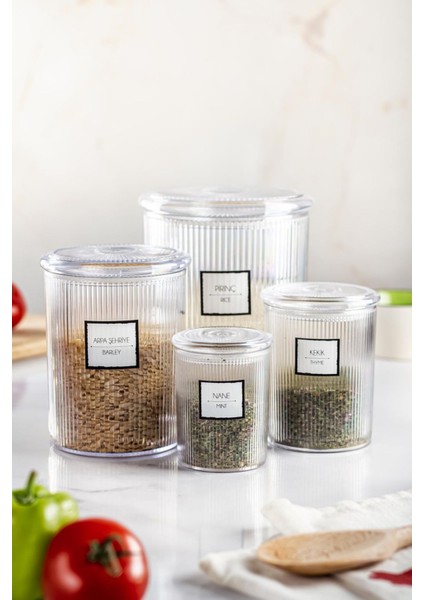 24'lü Barok Yuvarlak 4 Boy Kavanoz Seti & Saklama Kabı & Erzak Kabı 6*2000 ml, 6*1000 ml, 6*500 ml, 6*250 ml