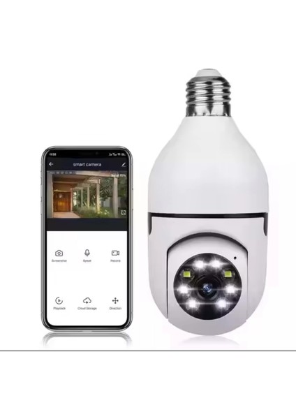 Gece Görüslü 360 Derece LED Işık 1080P Wif Kamera Kablosuz Panoramik Ev Güvenlik Ampul Kamerası
