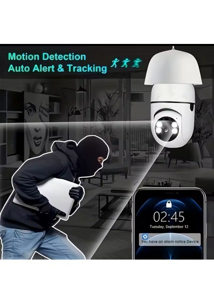 Gece Görüslü 360 Derece LED Işık 1080P Wif Kamera Kablosuz Panoramik Ev Güvenlik Ampul Kamerası modelleri