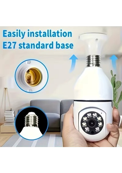 Gece Görüslü 360 Derece LED Işık 1080P Wif Kamera Kablosuz Panoramik Ev Güvenlik Ampul Kamerası indirimleri