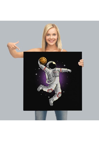 - Ay'da Basketbol Oynayan Astronot Kanvas TABLO-5068