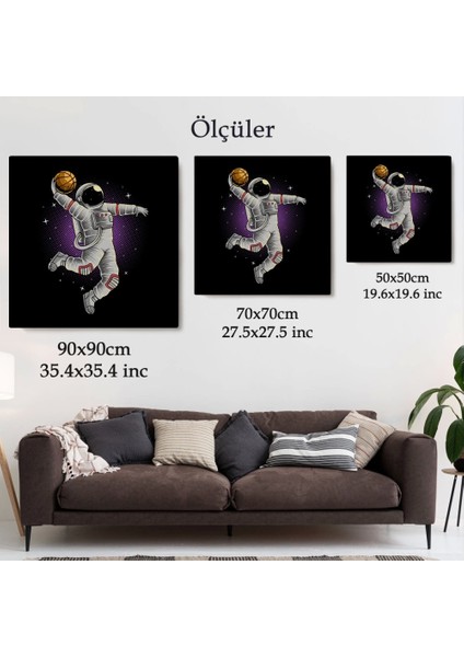 - Ay'da Basketbol Oynayan Astronot Kanvas TABLO-5068