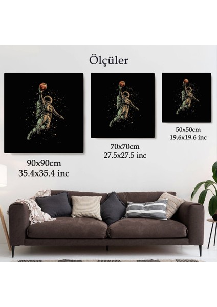 - Ay'da Basketbol Oynayan Astronot Kanvas TABLO-5067