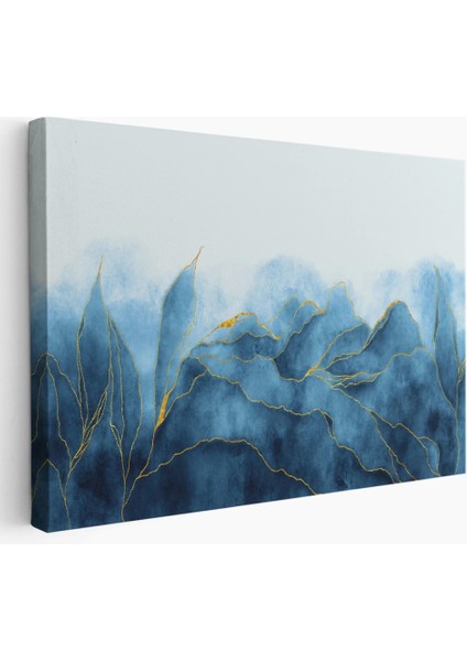 - Altın Damarlı Soyut Mavi Mermer Taş Dokulu Kanvas TABLO-5042 fiyatları