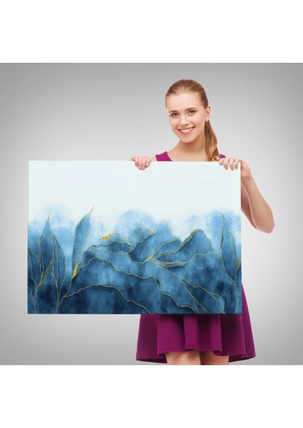 - Altın Damarlı Soyut Mavi Mermer Taş Dokulu Kanvas TABLO-5042 fırsatları