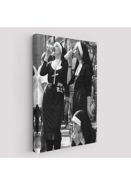 - Asi Rahibeler Kanvas Tablo, Içme ve Sigara Parodisi, Siyah Beyaz Sokak SANATI-5215 fiyatları