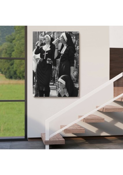 - Asi Rahibeler Kanvas Tablo, Içme ve Sigara Parodisi, Siyah Beyaz Sokak SANATI-5215 fırsatları