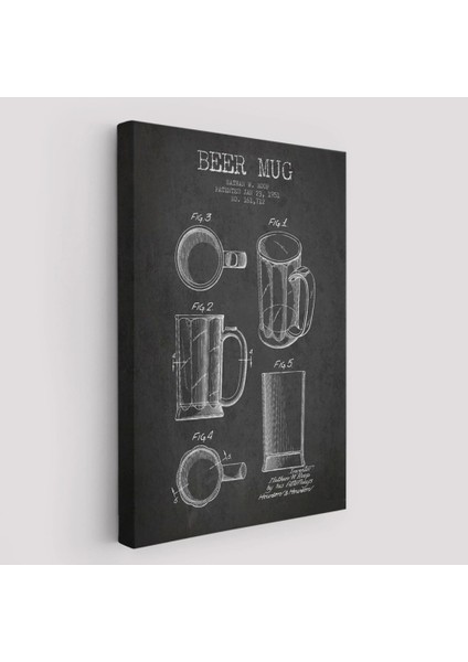 - 1951 Tarihli Bira Bardağı Patent Çizimi Dekoratif Kanvas Duvar TABLOSU-5213 fiyatları