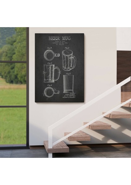 - 1951 Tarihli Bira Bardağı Patent Çizimi Dekoratif Kanvas Duvar TABLOSU-5213 fırsatları