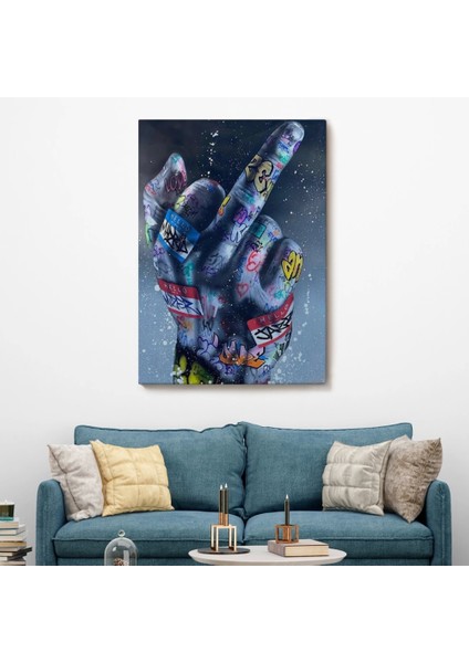 - El Hareketi Hip Hop Posteri, Orta Parmak Hareketi Sokak Sanatı, Kanvas TABLO-5315