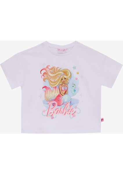 Pembe - Beyaz Kız Çocuk Desenli Pijama Takımı BRB5SG-PJM6078