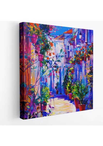 - Çiçekli Sokak Yağlıboya Görünüm Dekoratif Kanvas Duvar TABLOSU-5827 fiyatları
