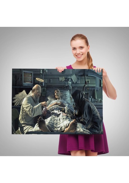 - Azrail ve Melek Kumar Oynuyor Kanvas Tablo, Ölüm Meleği Çalışıyor TABLO-5373 fırsatları