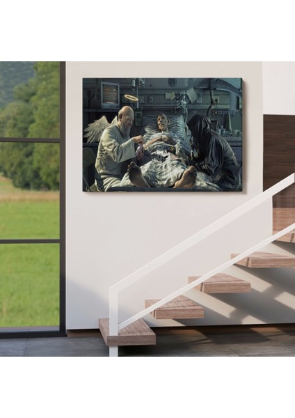 - Azrail ve Melek Kumar Oynuyor Kanvas Tablo, Ölüm Meleği Çalışıyor TABLO-5373 indirimleri