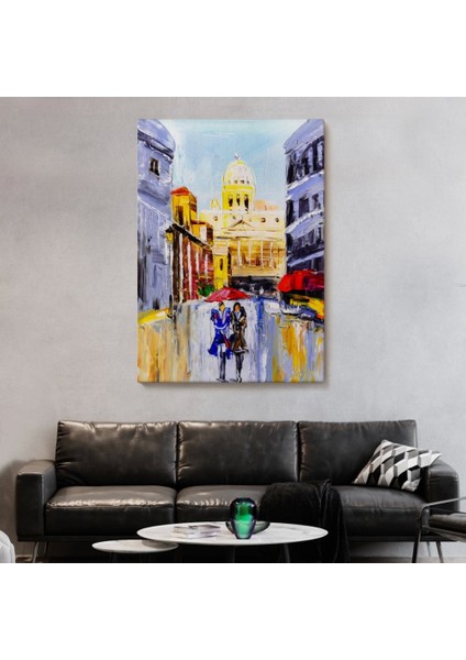 - Italya Şehir Manzarası Yağlıboya Görünüm Dekoratif Kanvas Duvar TABLOSU-5933
