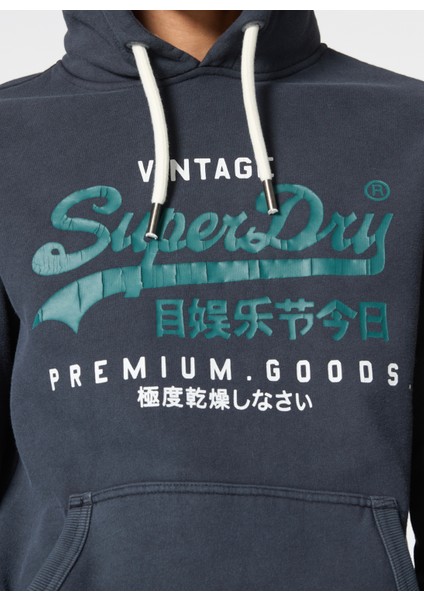 Kapüşon Yaka Siyah Erkek Sweatshırt M2013687A12A_DUO Vıntage Logo Hoodı fırsatları
