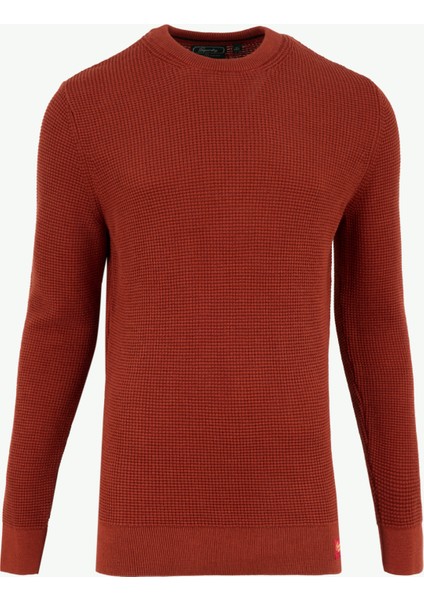 Düz Yaka Normal Düz Turuncu Erkek Kazak M6110657AB2N_TEXTURED Crew Knıt Jum