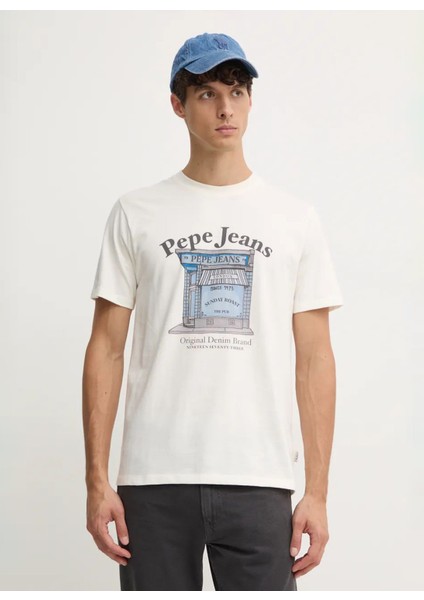 Bisiklet Yaka Kırık Beyaz Erkek T-Shirt PM509638-803 Aggo