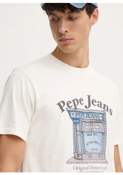 Bisiklet Yaka Kırık Beyaz Erkek T-Shirt PM509638-803 Aggo