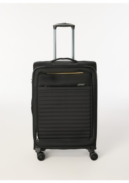 Siyah Çekçekli Kumaş Valiz DSC-630 Orta