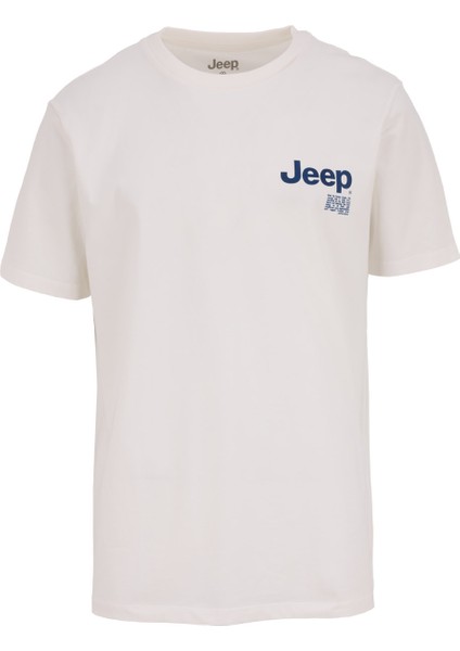 Bisiklet Yaka Baskılı Kırık Beyaz Erkek T-Shirt J5SM-TST7289