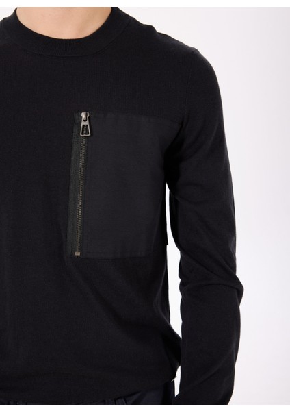 Gmg Fırenze Bisiklet Yaka Slim Fit Siyah Erkek Kazak ZR24MFW04054 fırsatları