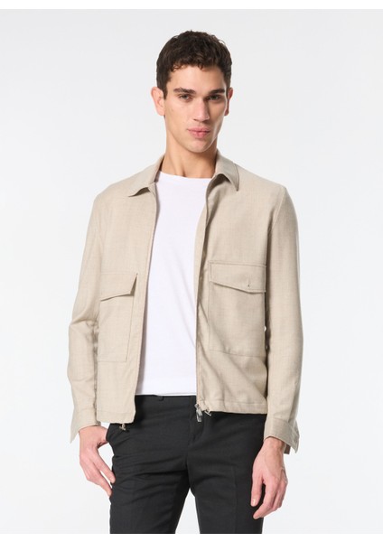 Bej Erkek Slim Fit Gömlek Ceket SB17.IRP3.U100