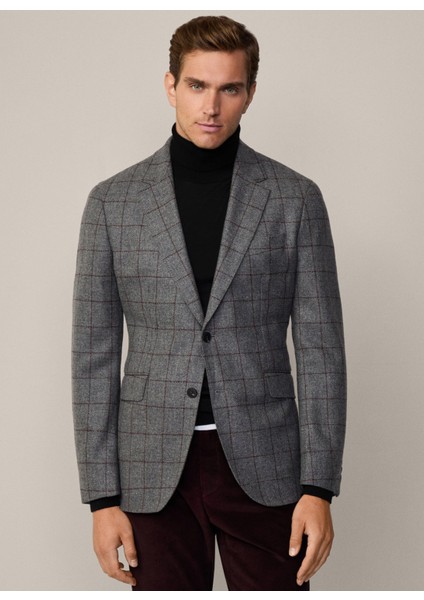 Slim Fit Gri Erkek Ceket HM443432