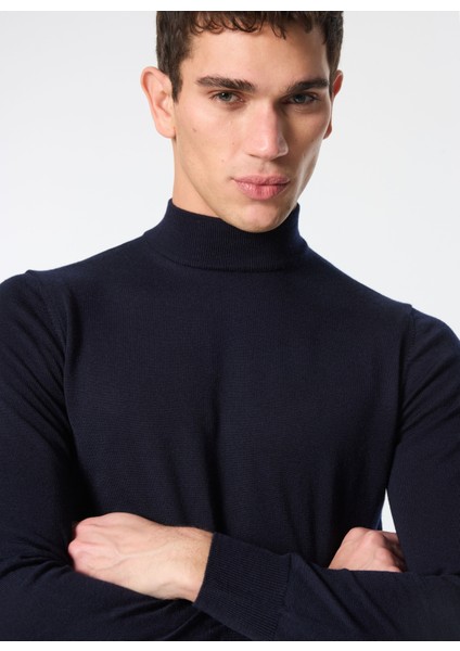 Yarım Balıkçı Yaka Slim Fit Lacivert Erkek Kazak WM19.ZMG9.U780