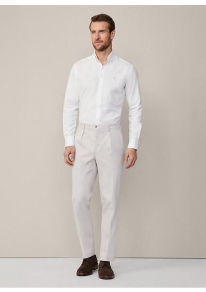 Slim Fit Gömlek Yaka Beyaz Erkek Gömlek HM3010028
