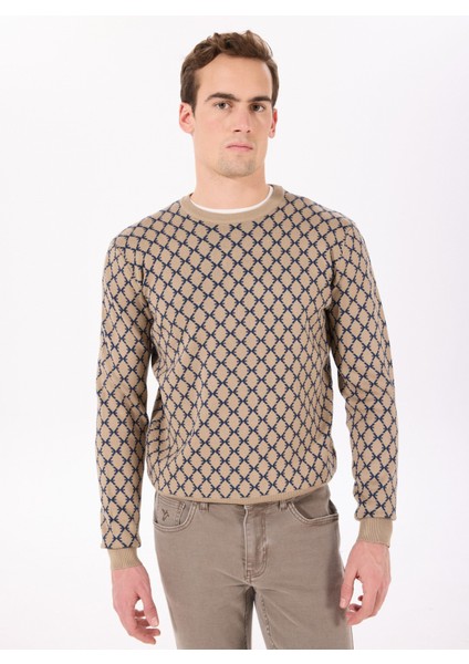 Bisiklet Yaka Regular Fit Bej Erkek Kazak UMA24028MA modelleri