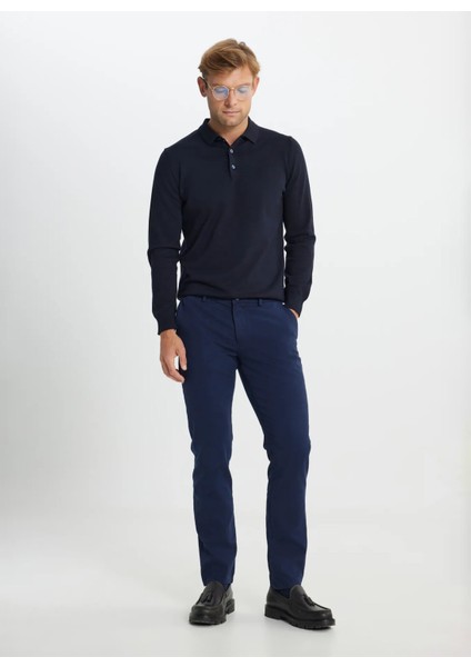 Normal Bel Dar Paça Slim Fit Lacivert Erkek Pantolon ACE012510149