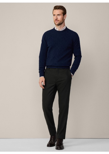 Bisiklet Yaka Slim Fit Koyu Lacivert Erkek Kazak HM703241