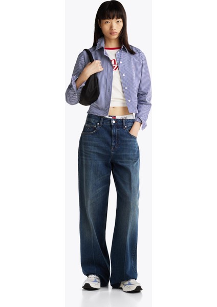 Normal Gömlek Yaka Mavi Kadın Gömlek DW0DW193540A7