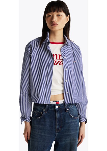 Normal Gömlek Yaka Mavi Kadın Gömlek DW0DW193540A7 modelleri