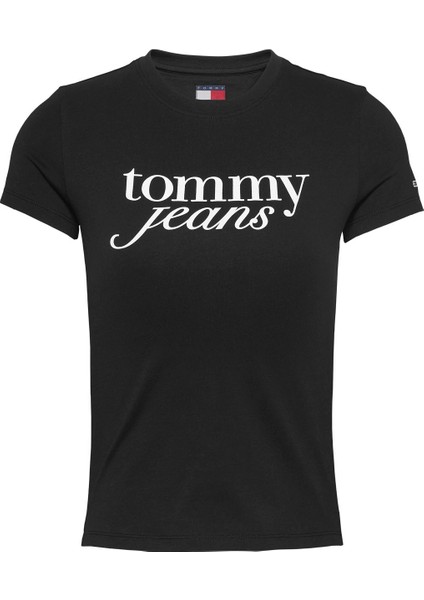 Bisiklet Yaka Siyah Kadın T-Shirt DW0DW19447BDS