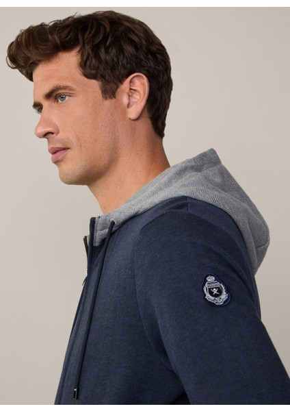 Kapüşon Yaka Koyu Lacivert Erkek Sweatshırt HM581287 modelleri